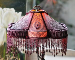 Abat-jour Couronne Victorienne Velours Vert Botanique - Décoration Luminaire Neuf, Choix De 6 Tailles