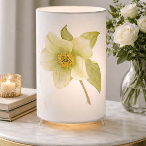 lampe à poser hellebore , fleur peinte à la main