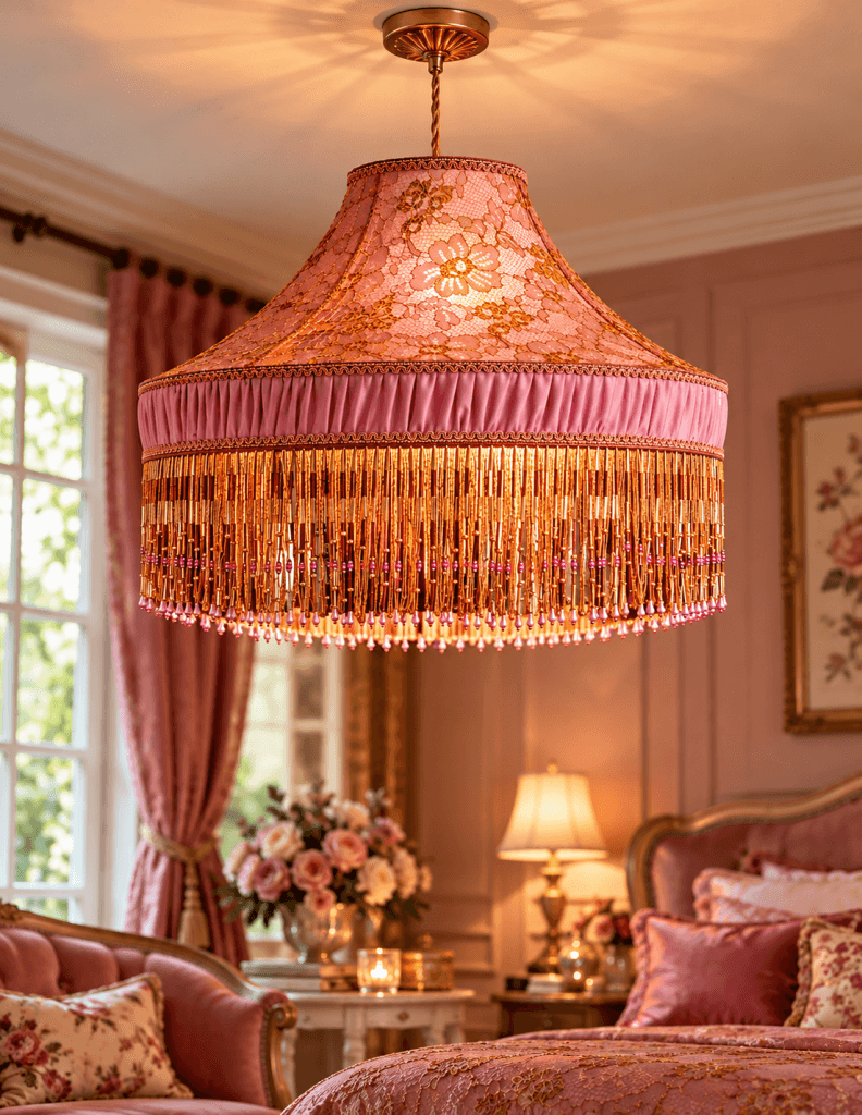 suspension boudoir rose et cuivré.ia jpg